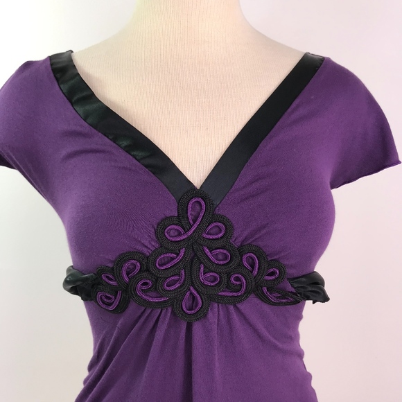 Charlotte Russe Purple Cap Sleeve Tie Back Top 360 - Picture 2 of 5